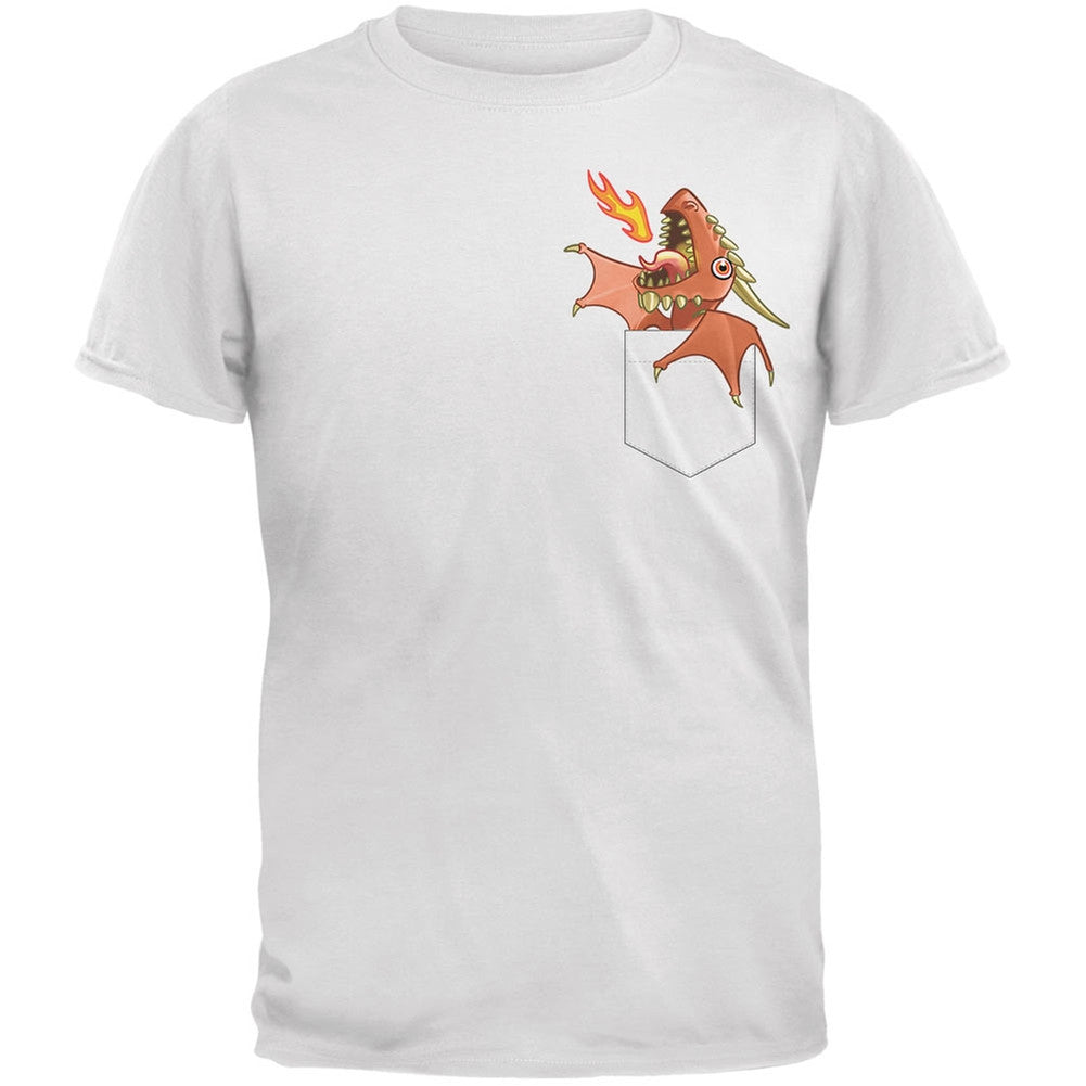 Orange Pocket Dragon Black Adult T-Shirt Men's T-Shirts Old Glory   