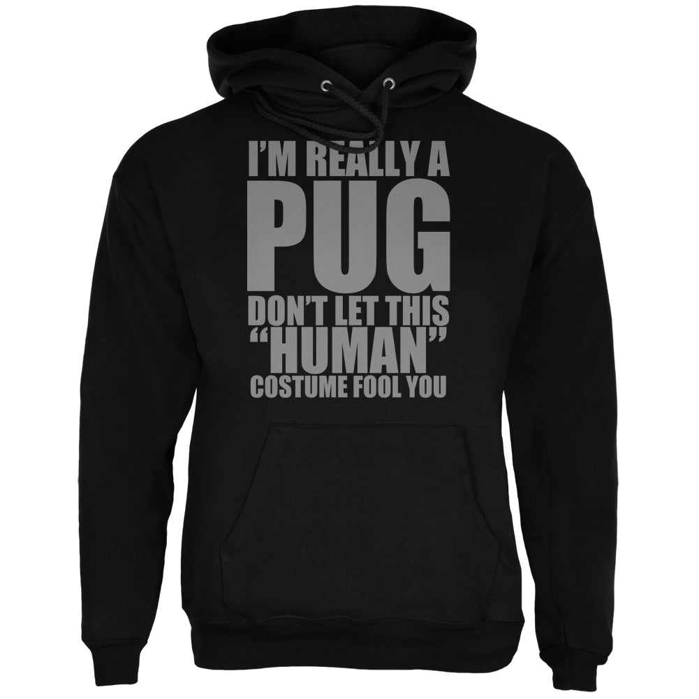 Halloween Human Pug Costume Black Adult Hoodie Sweatshirts Old Glory 2XL Black 