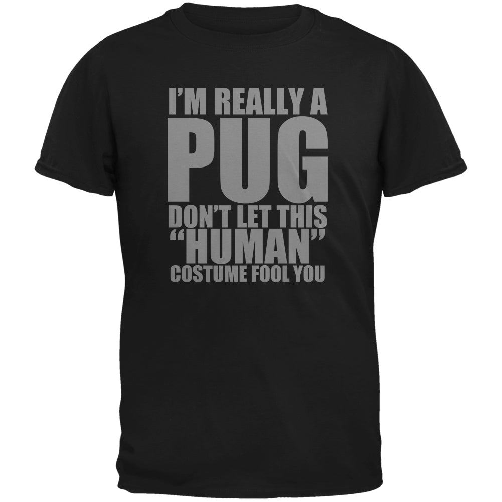 Halloween Human Pug Costume Black Youth T-Shirt Youth T-Shirts Old Glory LG Black 