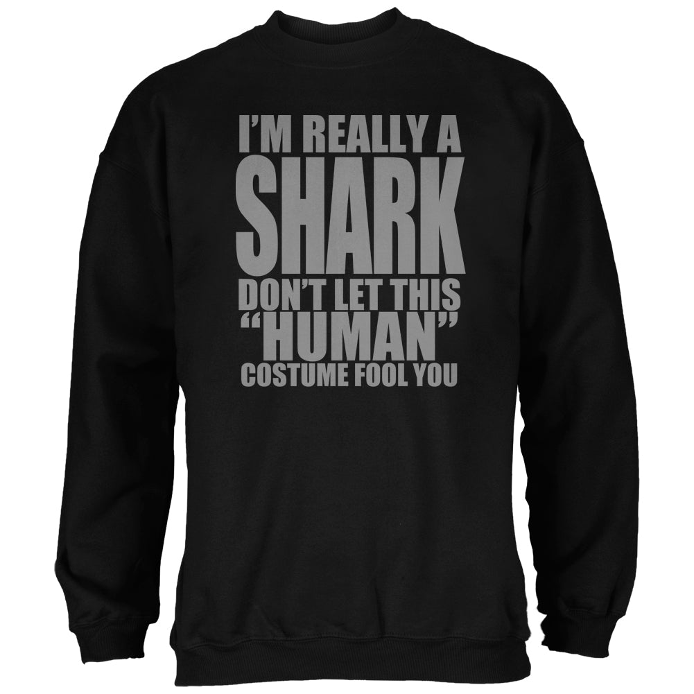 Halloween Human Shark Costume Black Adult Sweatshirt Sweatshirts Old Glory 2XL Black 