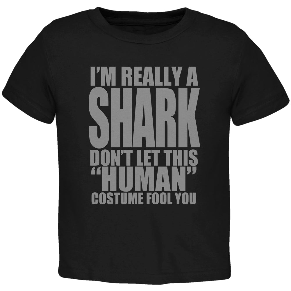 Halloween Human Shark Costume Black Toddler T-Shirt Toddler T-Shirts Old Glory 2T Black 