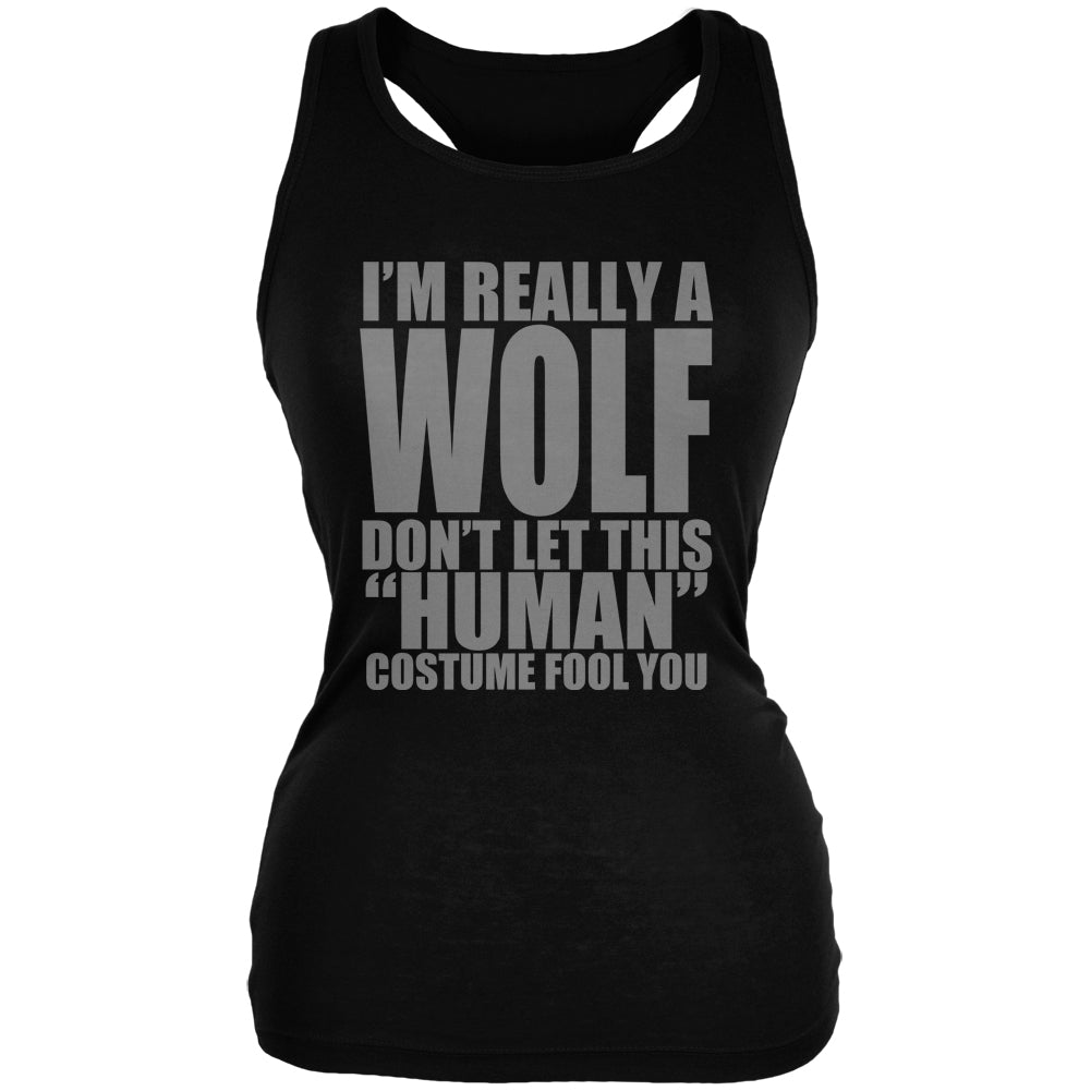 Halloween Human Wolf Costume Black Juniors Soft Tank Top Tank Tops Old Glory 2XL Black 