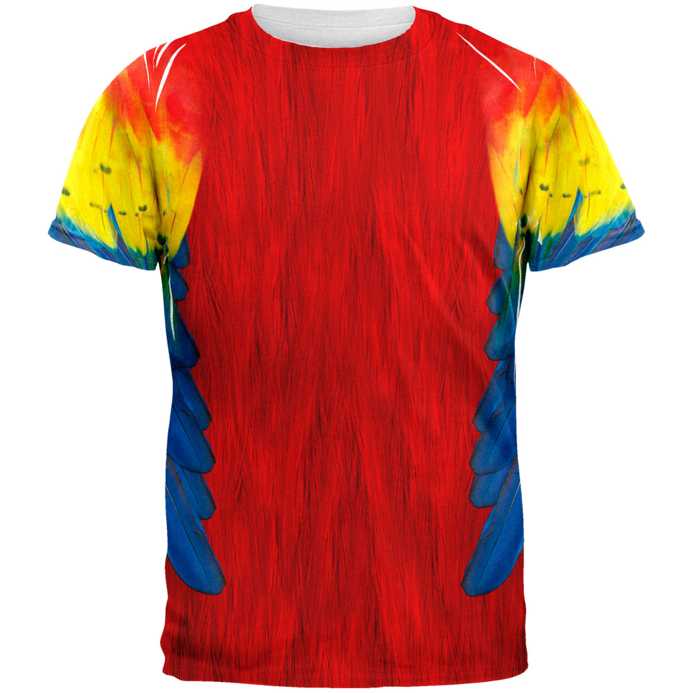 Halloween Scarlet Macaw Parrot Feathers Costume All Over Adult T-Shirt Men's T-Shirts Old Glory 2XL Multi 