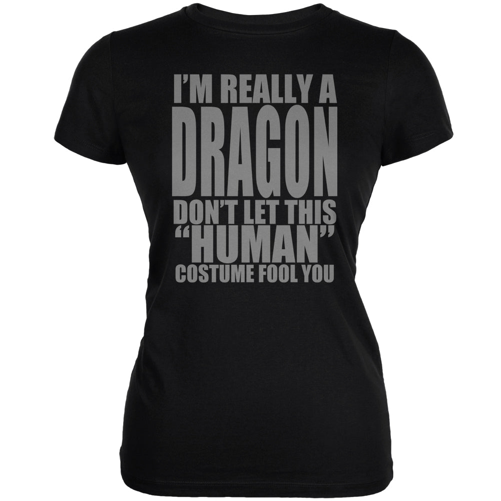 Halloween Human Dragon Costume Black Juniors Soft T-Shirt Juniors T-Shirts Old Glory 2XL Black 