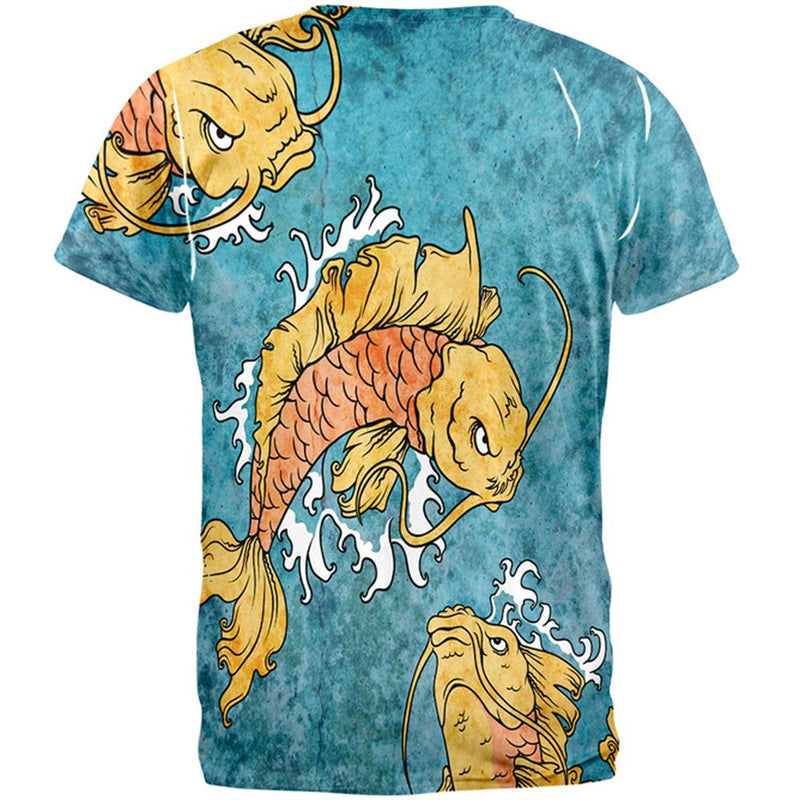 Japanese Koi Fish Tattoo Style All Over Adult T-Shirt Men's T-Shirts Old Glory   