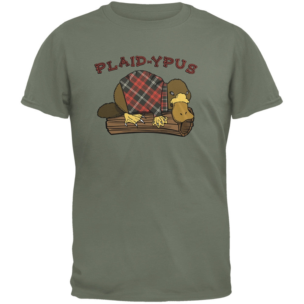 Funny Platypus Plaid-ypus Gravel Adult T-Shirt Men's T-Shirts Old Glory 2XL Grey 