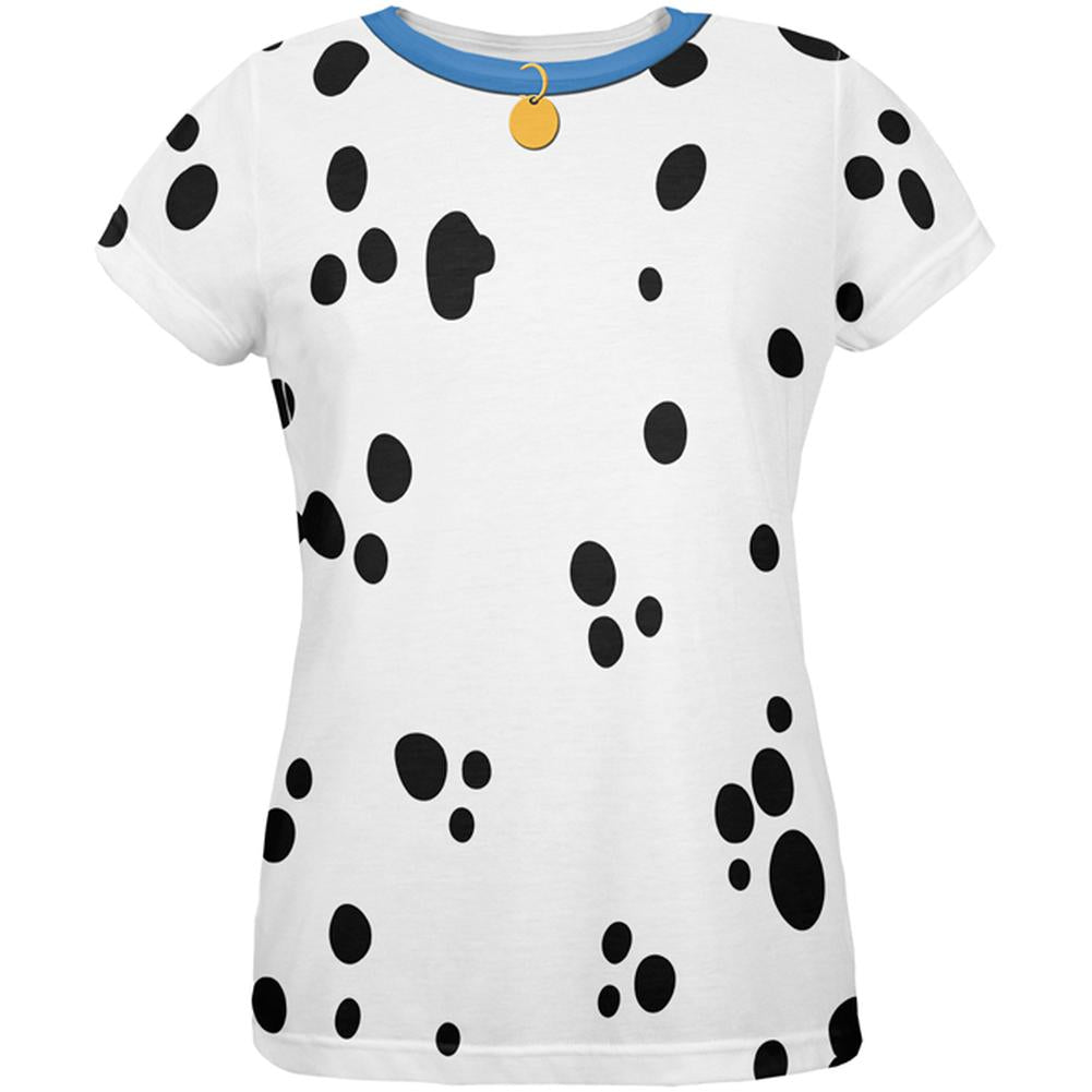 Dog Dalmatian Costume Blue Collar All Over Womens T-Shirt Women's T-Shirts Old Glory SM  