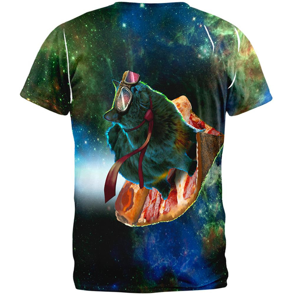 Galaxy Pizza Cat All Over Adult T-Shirt Men's T-Shirts Old Glory   