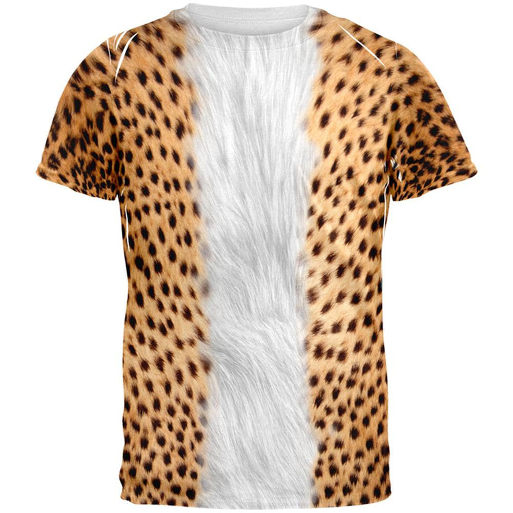 Halloween Cheetah Costume All Over Adult T-Shirt Men's T-Shirts Old Glory 2XL Multi 