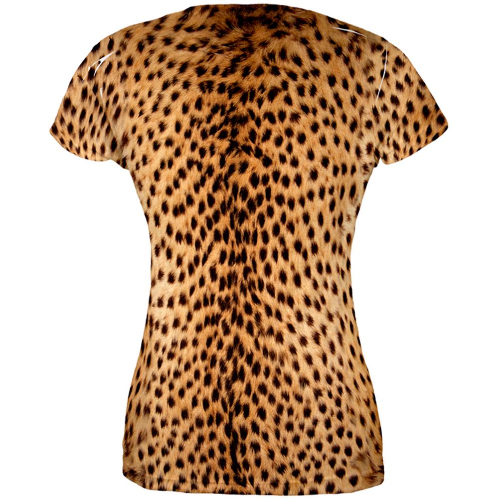 Halloween Cheetah Costume All Over Juniors T-Shirt Juniors T-Shirts Old Glory   