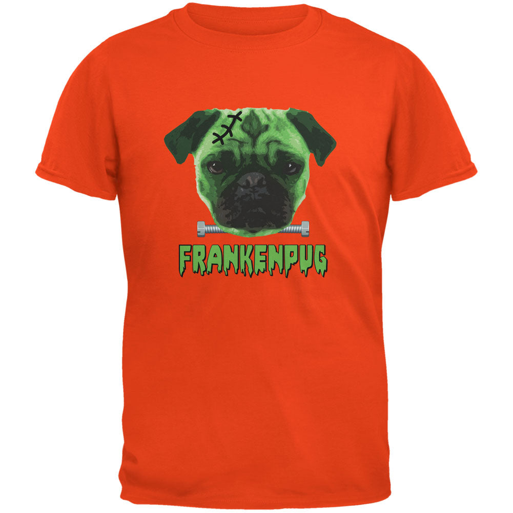 Halloween Franken Pug Dog Orange Youth T-Shirt Youth T-Shirts Old Glory LG Orange 