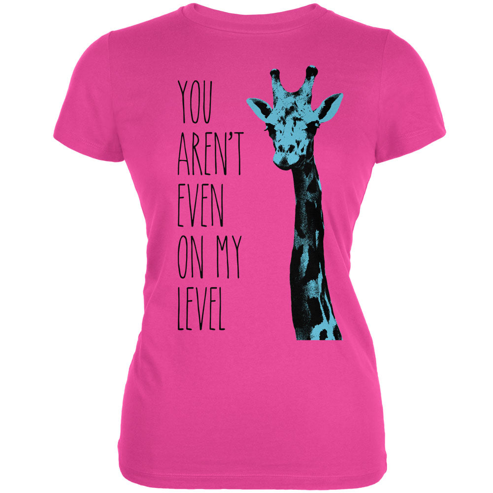 Giraffe On My Level Pop Art Hot Pink Juniors Soft T-Shirt Juniors T-Shirts Old Glory 2XL Pink 