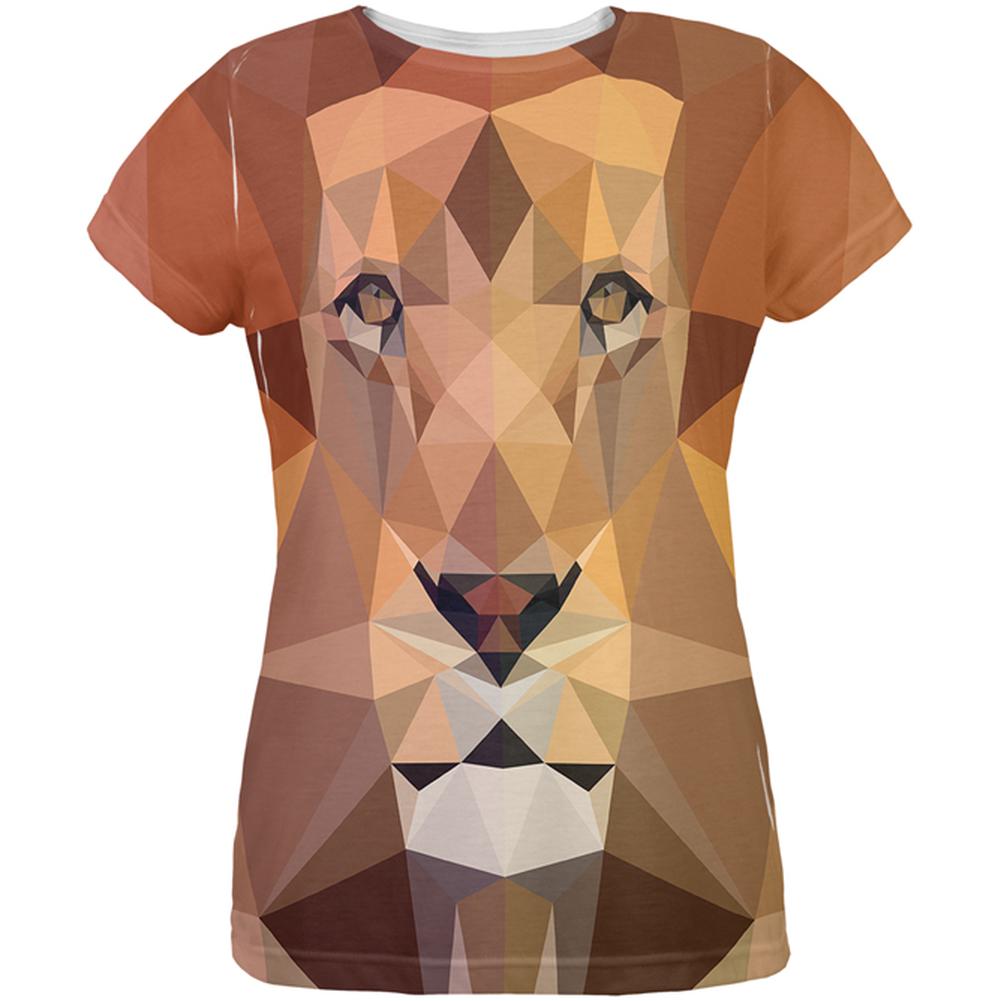 Low-Poly Lion All Over Womens T-Shirt Women's T-Shirts Old Glory 2XL Multi 