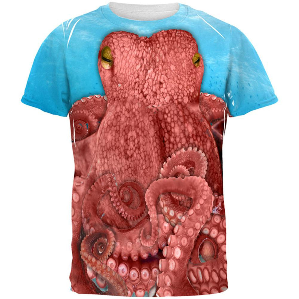 Octopus Costume All Over Adult T-Shirt Men's T-Shirts Old Glory 2XL Multi 