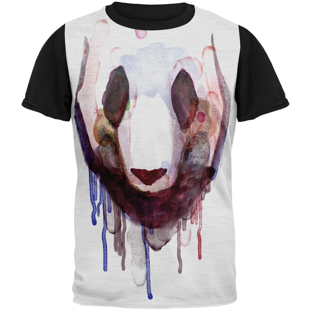 Watercolor Drip Panda Adult Black Back T-Shirt Men's T-Shirts Old Glory   
