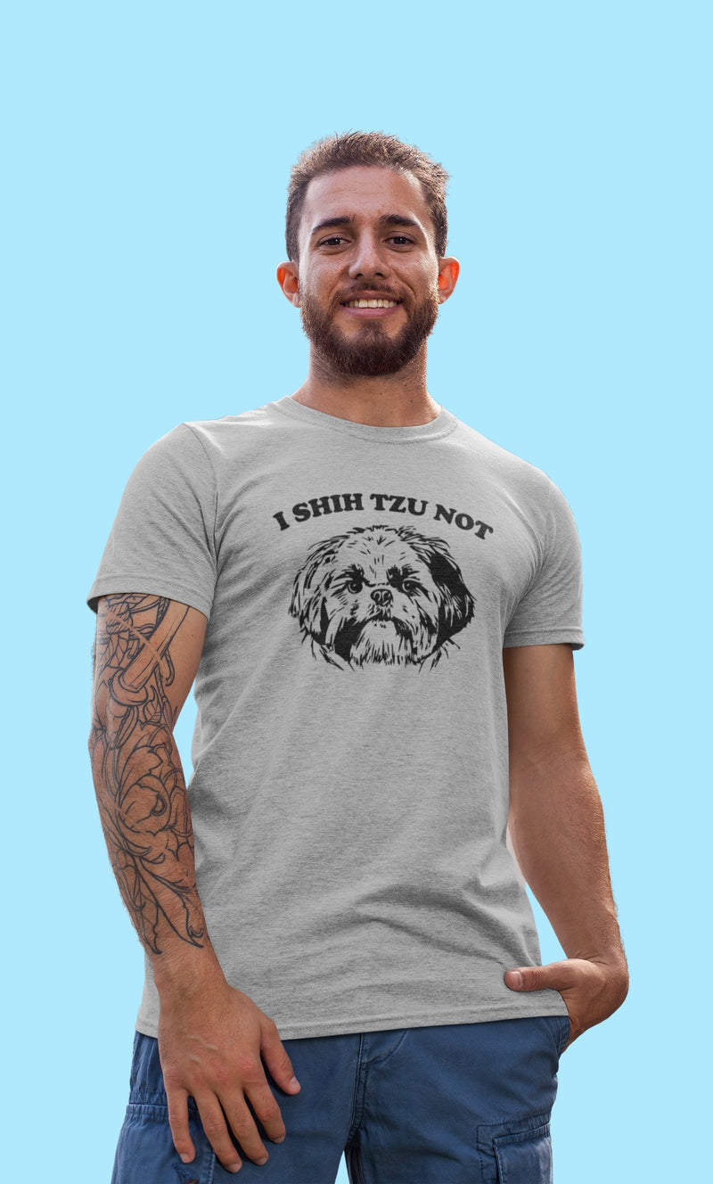 I Shih Tzu Not Heather Grey Adult T-Shirt Men's T-Shirts Old Glory   