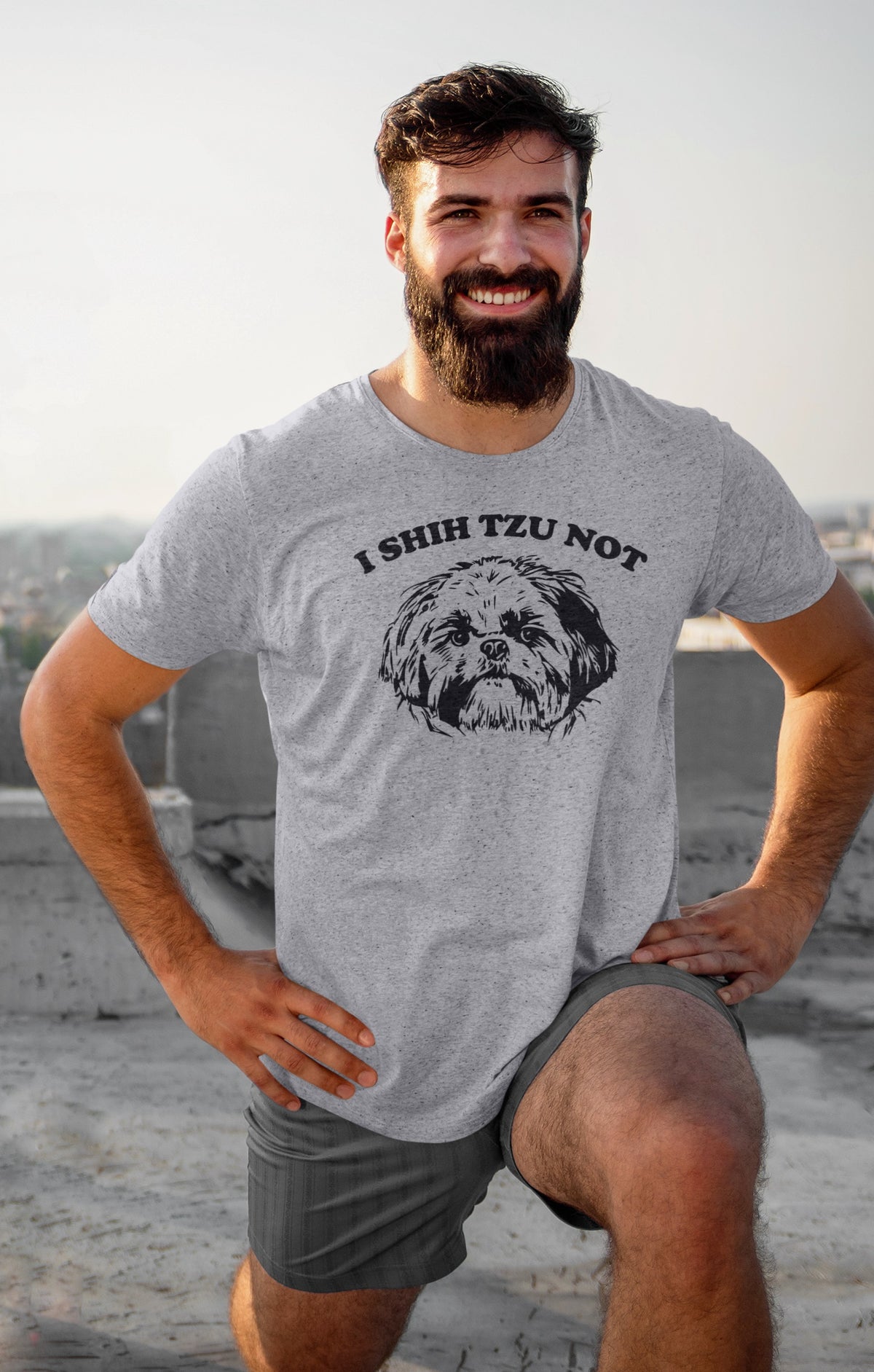 I Shih Tzu Not Heather Grey Adult T-Shirt Men's T-Shirts Old Glory   