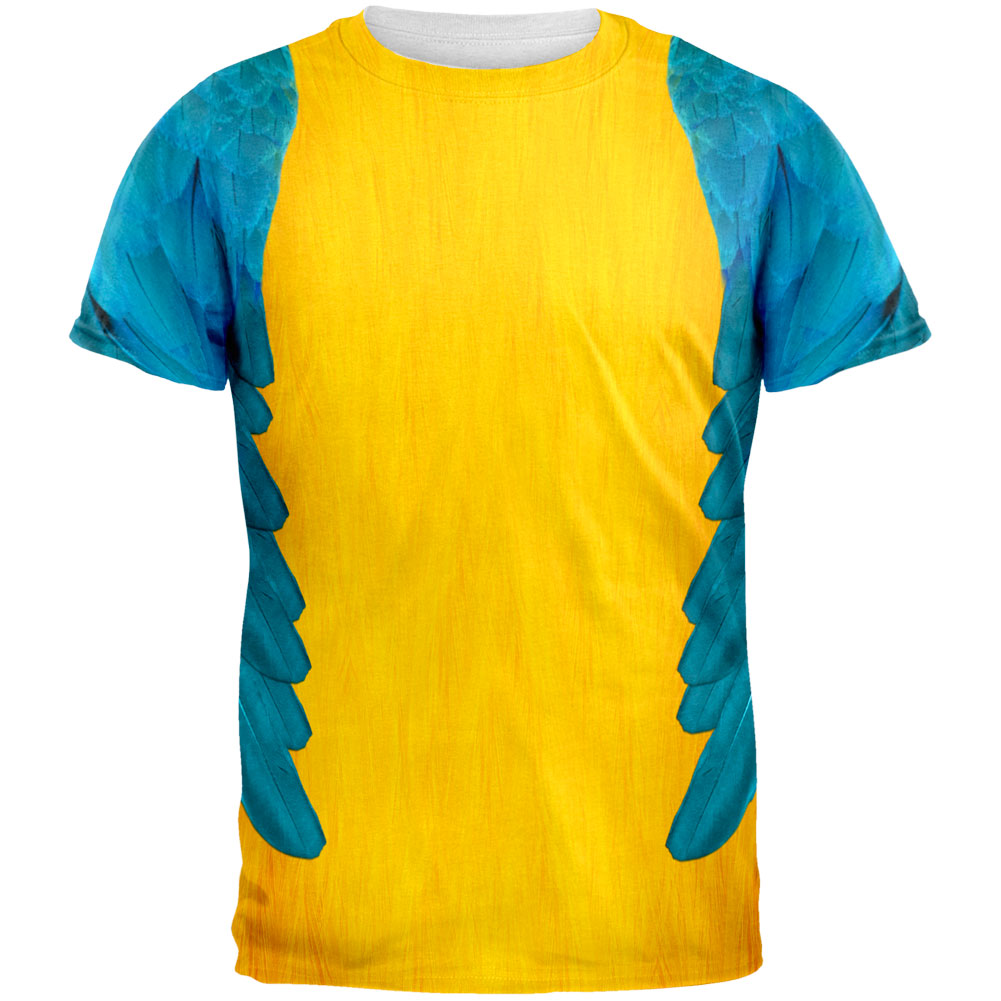 Halloween Blue & Yellow Parrot Macaw Costume All Over Adult T-Shirt Men's T-Shirts Old Glory 2XL Multi 