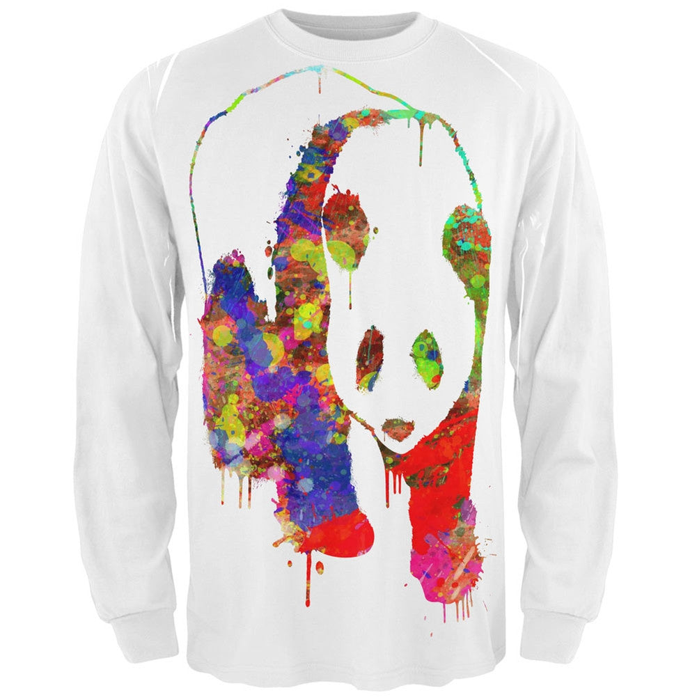 Splatter Panda All Over Adult Long Sleeve T-Shirt Men's Long Sleeves Old Glory   