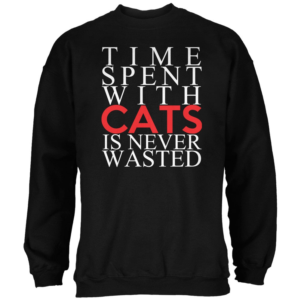 Time Spent With Cats Never Wasted Black Adult Hoodie Sweatshirts Old Glory   