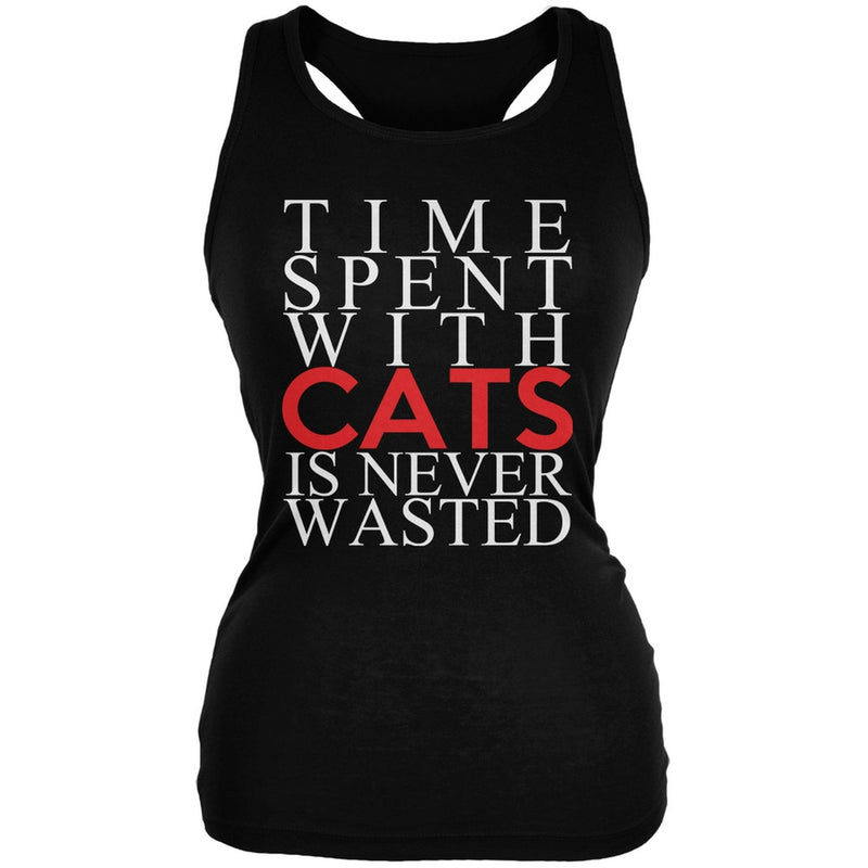 Time Spent With Cats Never Wasted Black Adult Tank Top Tank Tops Old Glory   