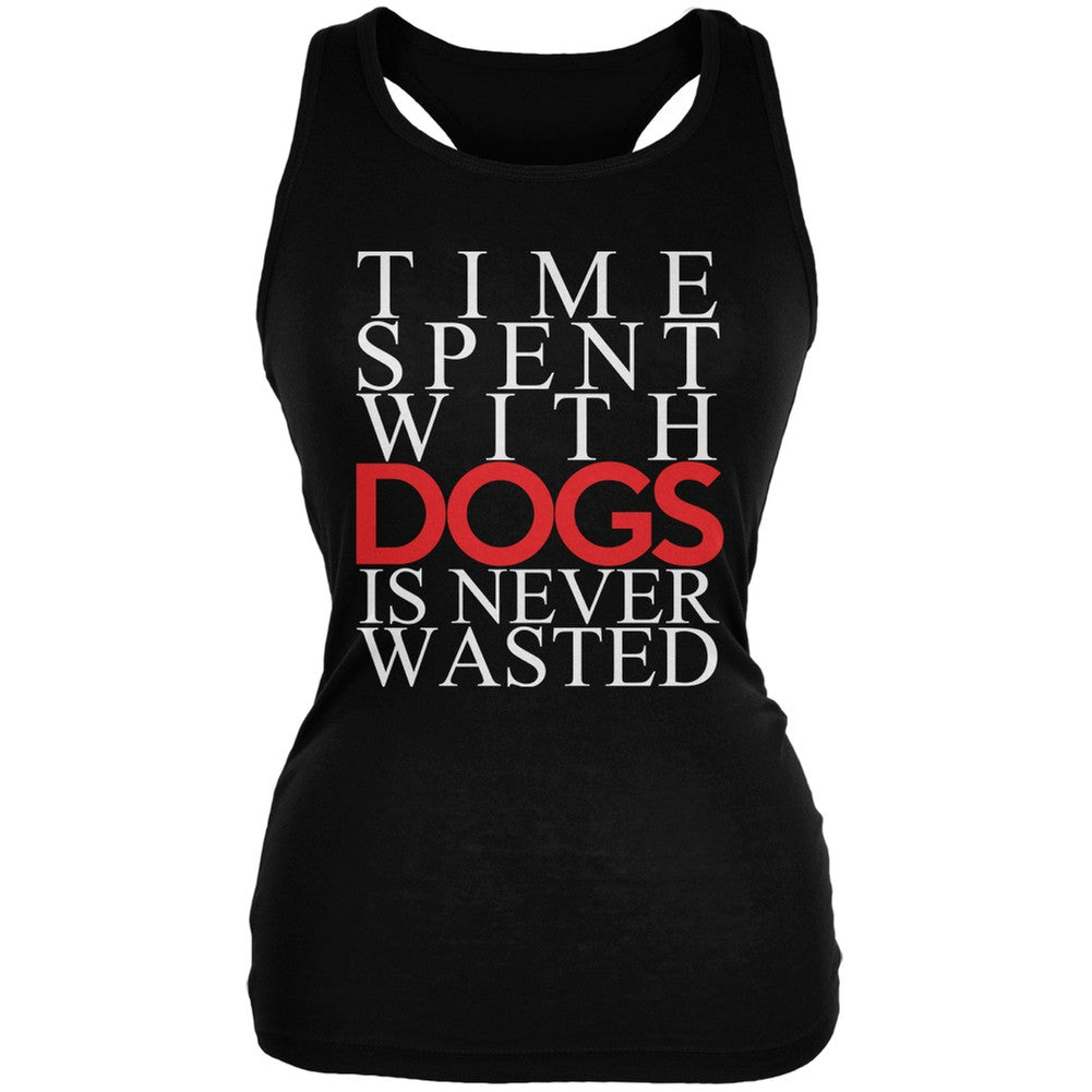 Time Spent With Dogs Never Wasted Black Adult Tank Top Tank Tops Old Glory   