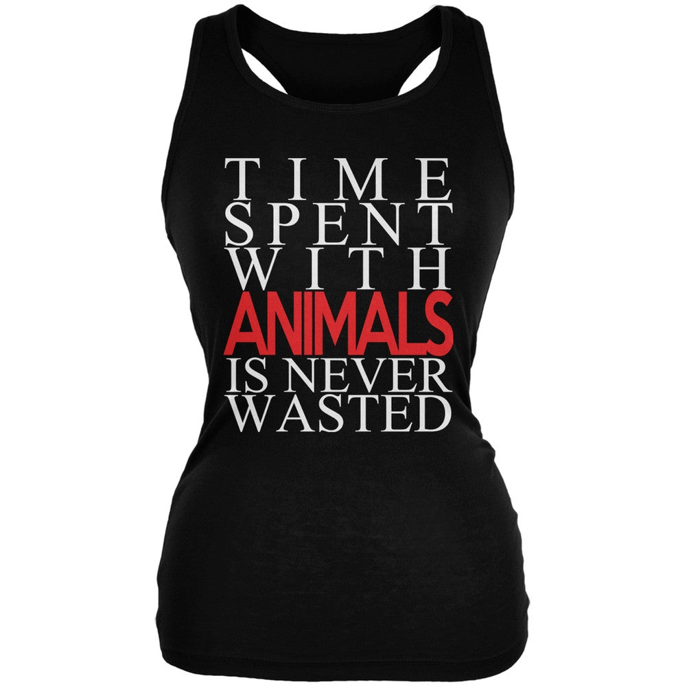 Time Spent With Animals Never Wasted Black Adult Tank Top Tank Tops Old Glory   