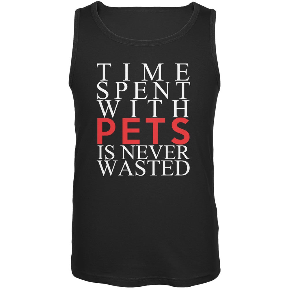 Time Spent With Pets Never Wasted Black Adult Tank Top Tank Tops Old Glory   