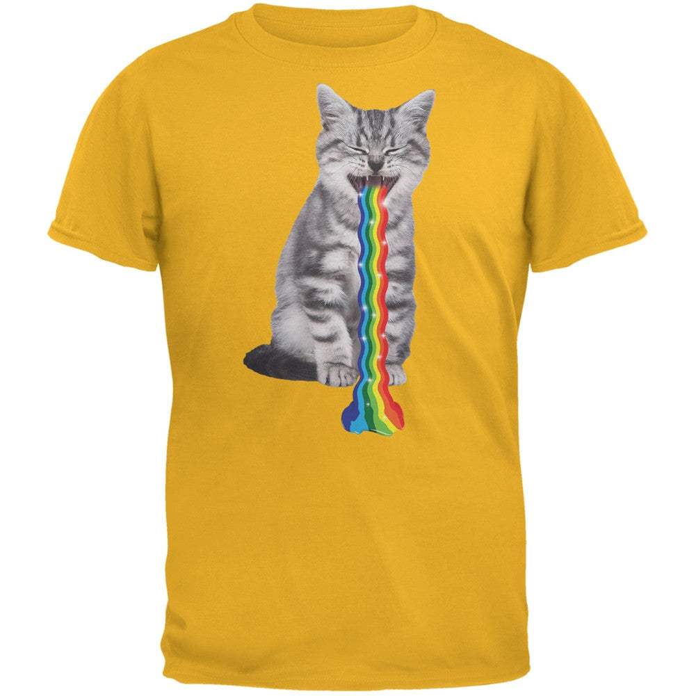 Rainbow Vomit Cat Gold Adult T-Shirt Men's T-Shirts Old Glory   