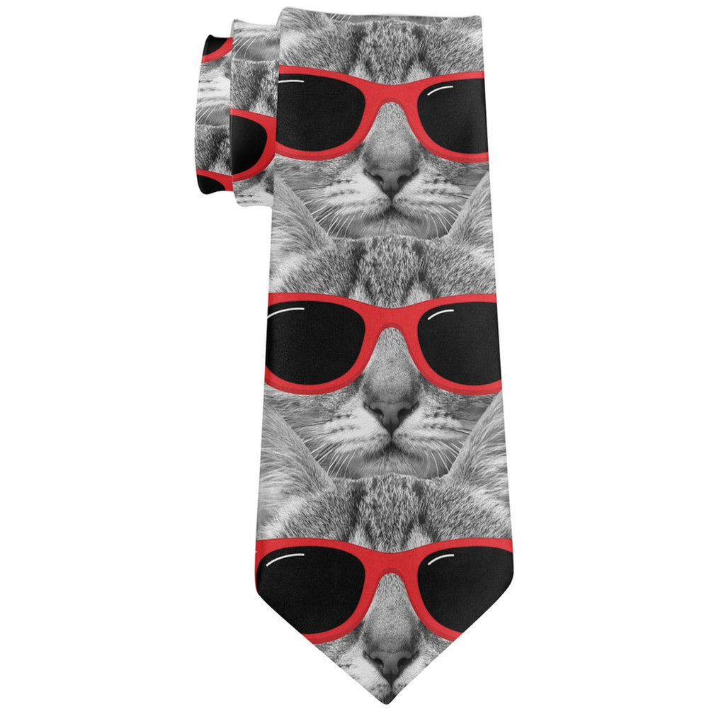 Chillin Cat All Over Neck Tie Ties Old Glory   