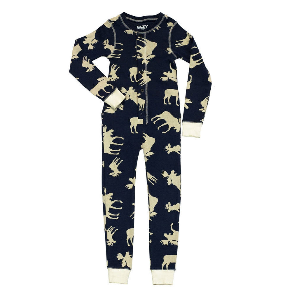 Blue Classic Moose Flapjack Toddler Union Suit Union Suits Old Glory   