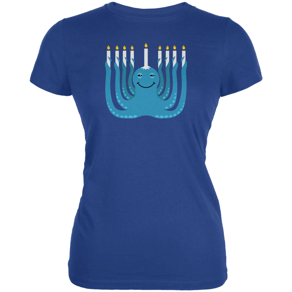 Hanukkah Menorah-ctopus Funny Octopus Royal Juniors Soft T-Shirt Juniors T-Shirts Old Glory 2XL Blue 