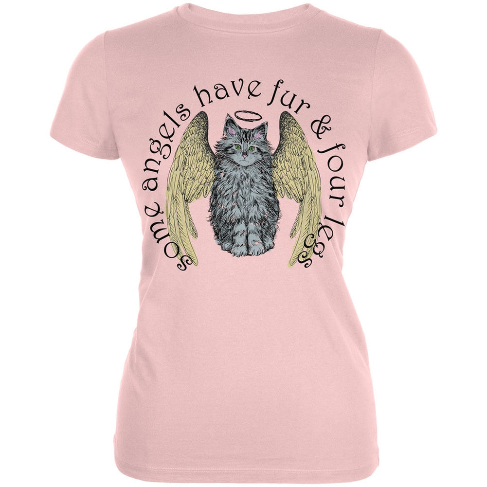 Cat Angel Blush Pink Juniors Soft T-Shirt Juniors T-Shirts Old Glory   