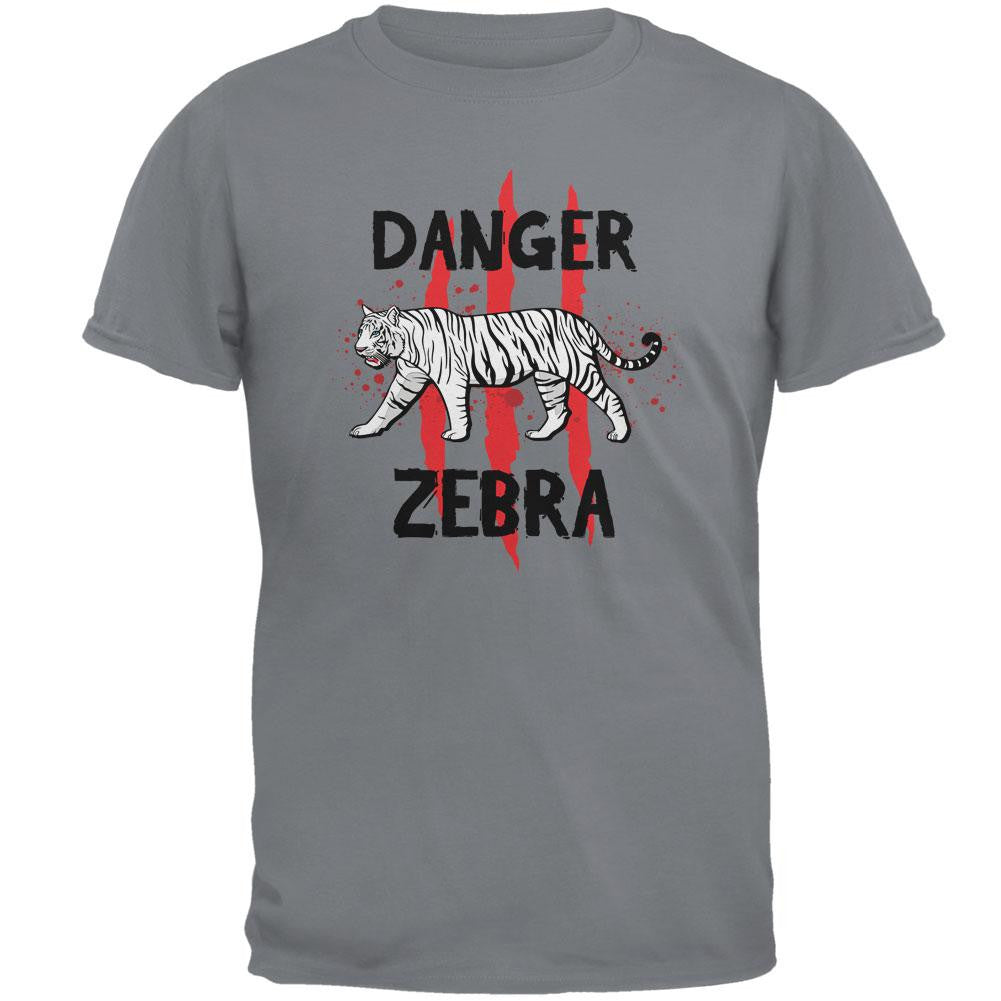 Danger Zebra White Siberian Tiger Gravel Grey Adult T-Shirt Men's T-Shirts Old Glory   