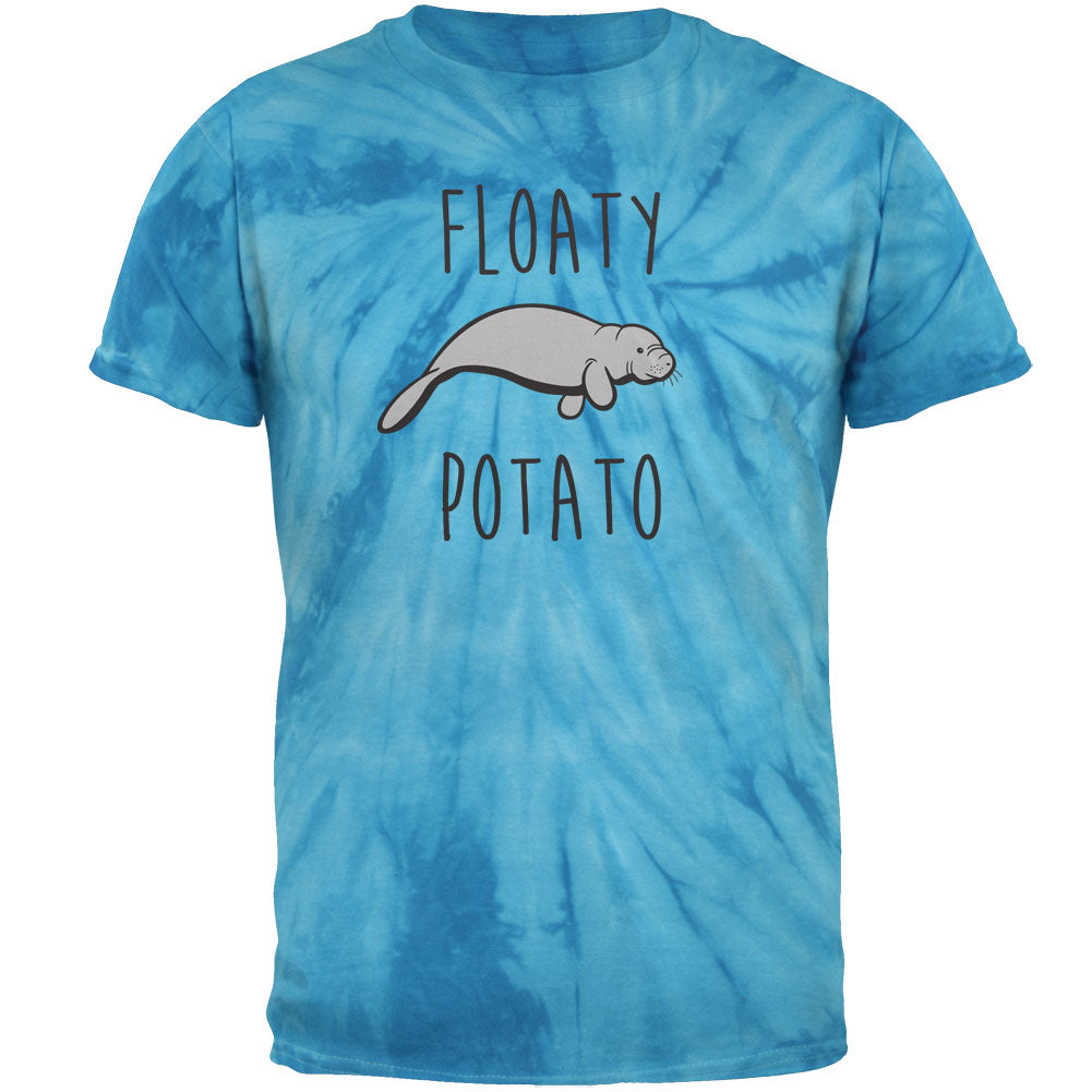 Floaty Potato Manatee Pinwheel Blue Tie Dye Adult T-Shirt Men's T-Shirts Old Glory 2XL Blue 