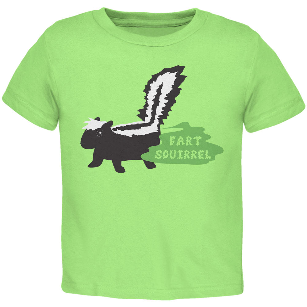 Fart Squirrel Skunk Lime Green Toddler T-Shirt Toddler T-Shirts Old Glory 2T Light Green 