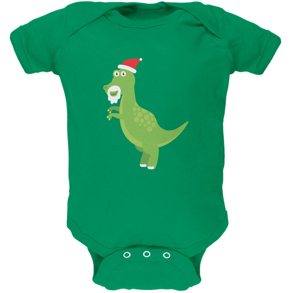 Christmas Dinosaur T-Rex Apple Green Soft Baby One Piece Baby One Piece Old Glory   