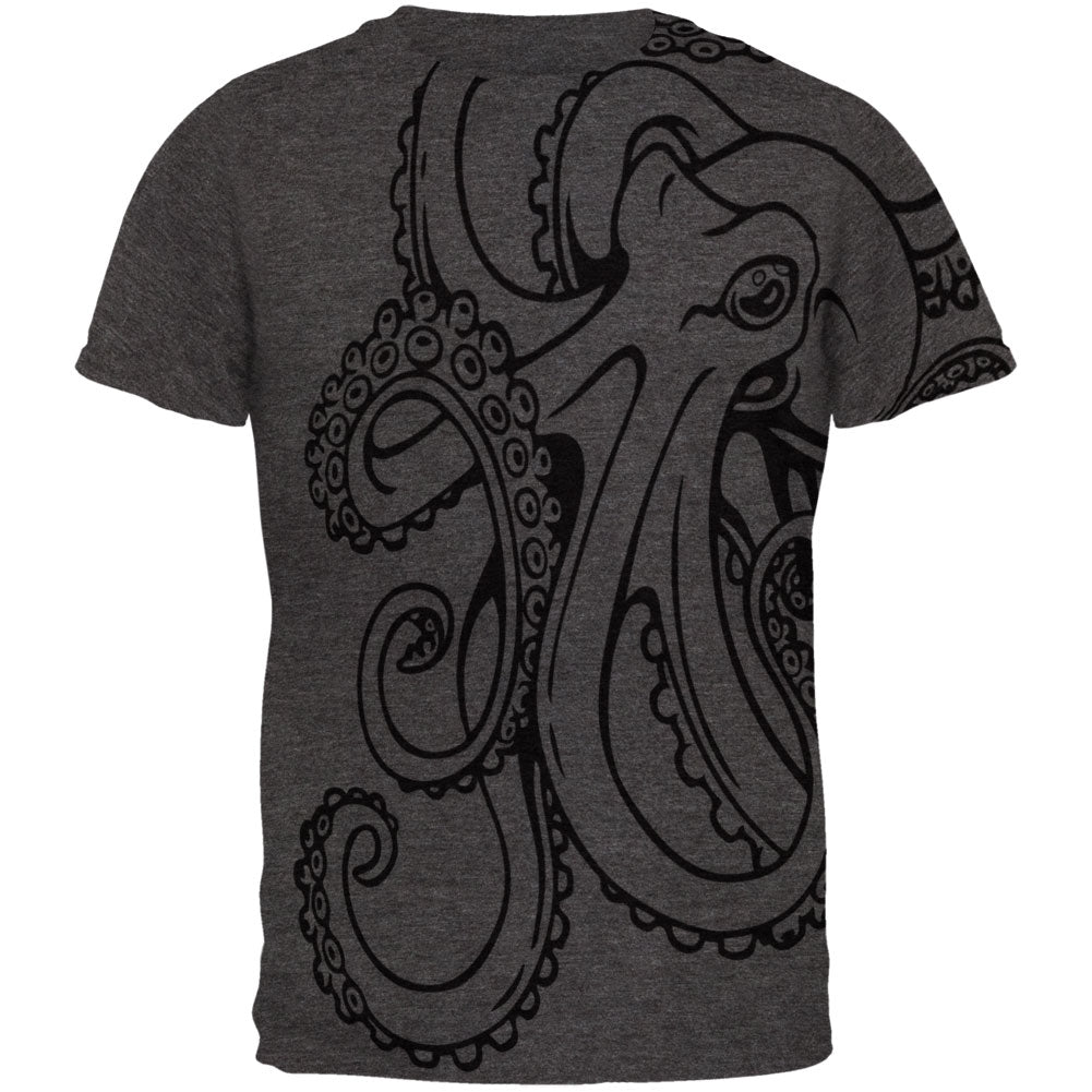 Octopus Outline All Over Dark Heather Adult T-Shirt Men's T-Shirts Old Glory 2XL Grey 