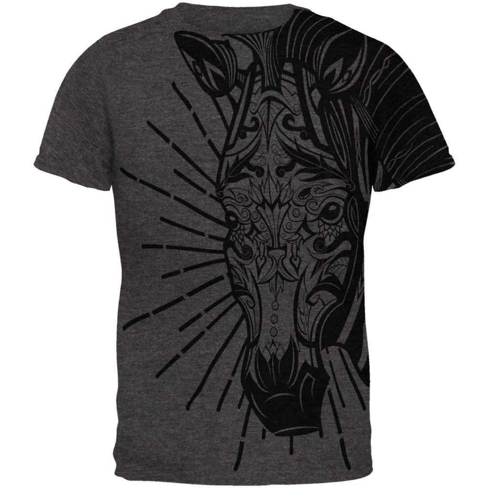 Tribal Zebra All Over Dark Heather Adult T-Shirt Men's T-Shirts Old Glory   