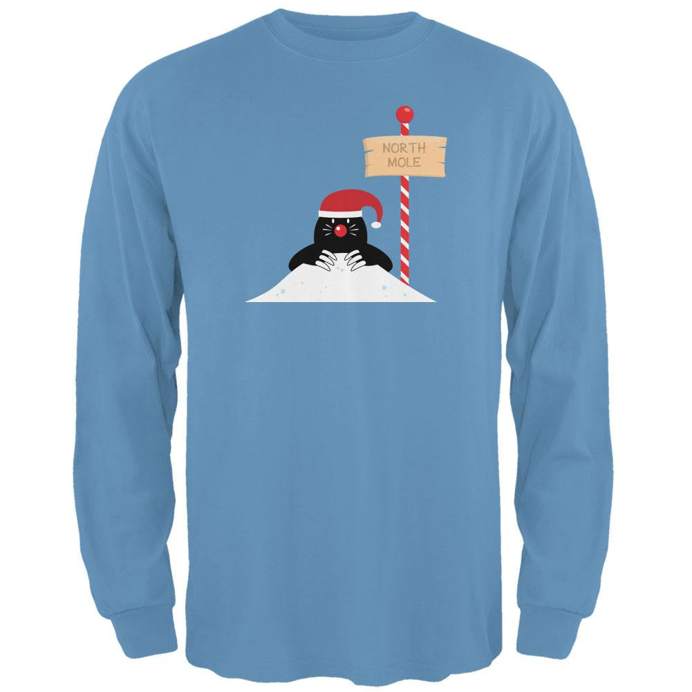 Christmas The North Mole Pole Carolina Blue Adult Long Sleeve T-Shirt Long Sleeve T-Shirts Old Glory   