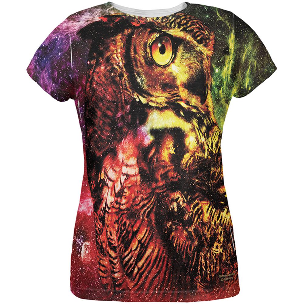 Galaxy Zen Wisdom Owl All Over Womens T-Shirt Women's T-Shirts Old Glory 2XL Multi 