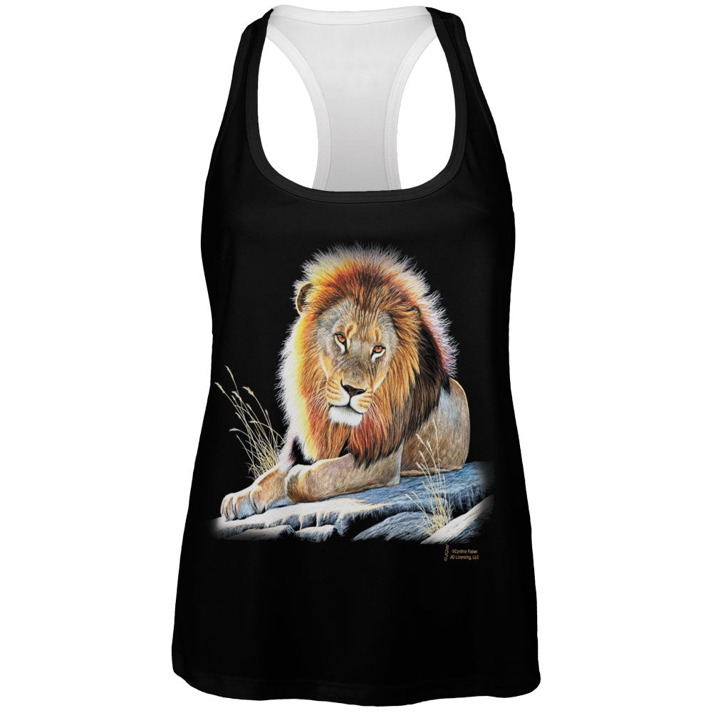 Lion On A Rock All Over Womens Racerback Tank Top Tank Tops Old Glory 2XL Multi 