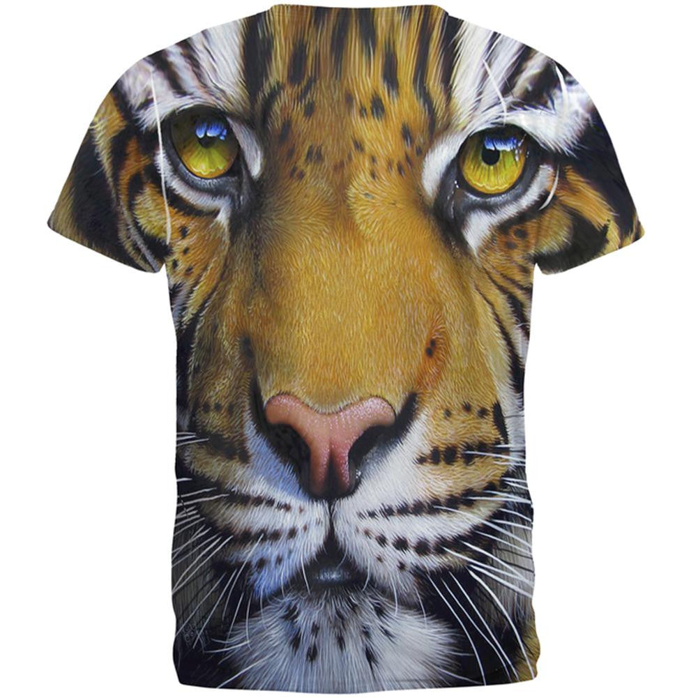 Siberian Tiger Face All Over Adult T-Shirt Men's T-Shirts Old Glory   