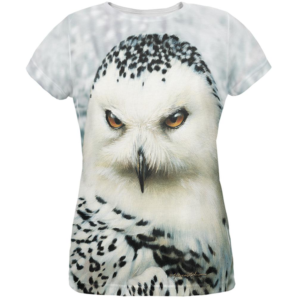 Snowy Owl of Winter All Over Womens T-Shirt Women's T-Shirts Old Glory 2XL Multi 