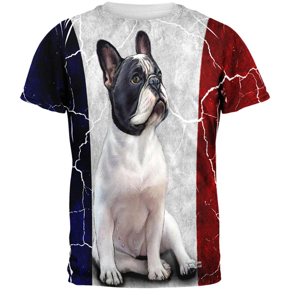 French Bulldog Live Forever All Over Adult T-Shirt Men's T-Shirts Old Glory 2XL Multi 