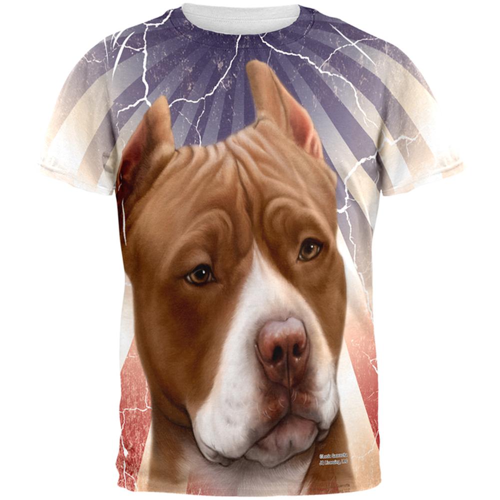 Pit Bull Live Forever All Over Adult T-Shirt Men's T-Shirts Old Glory 2XL Multi 