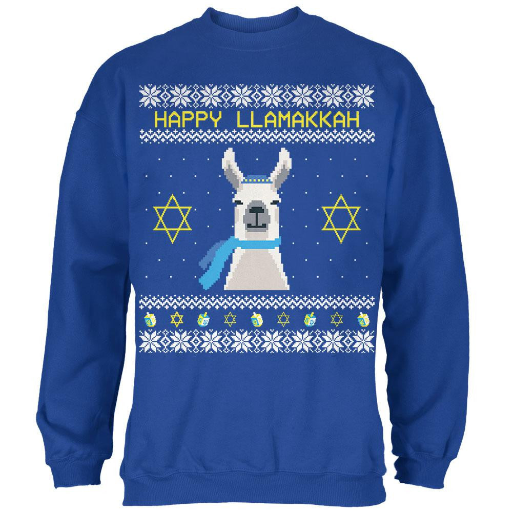 Llama Llamakkah Ugly Hanukkah Sweater Royal Adult Sweatshirt Sweatshirts Old Glory   