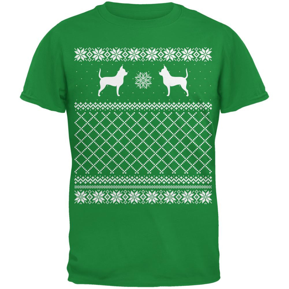 Chihuahua Ugly Christmas Sweater Irish Green Adult T-Shirt Men's T-Shirts Old Glory   