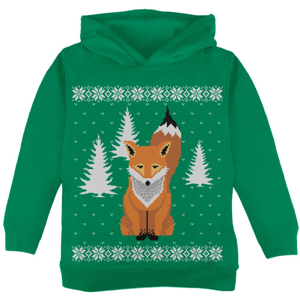 Big Fox Ugly Christmas Sweater Green Toddler Hoodie Sweatshirts Old Glory   