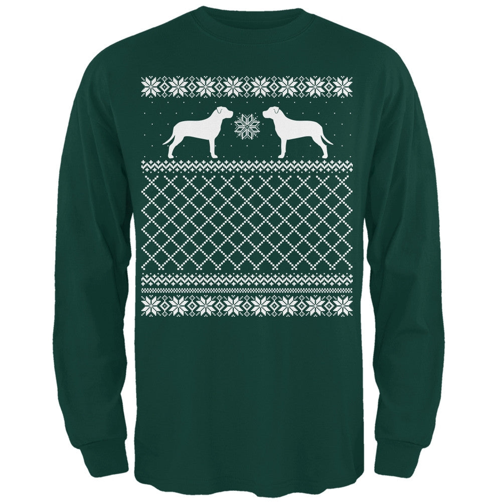 Pit Bull Ugly Christmas Sweater Forest Adult Long Sleeve T-Shirt Men's Long Sleeves Old Glory   